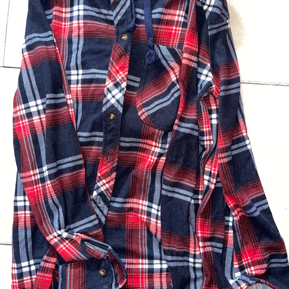 Eden & Olivia Navy and Red Plaid Shirt